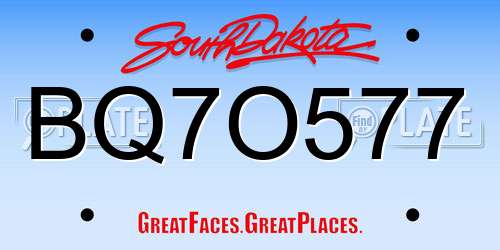 BQ7O577 South Dakota License Plate