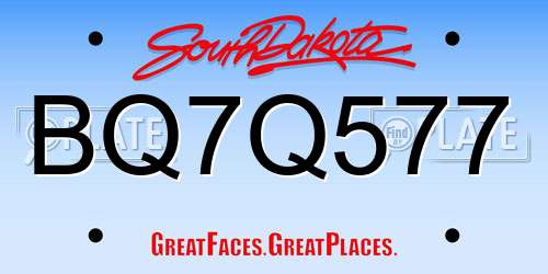 BQ7Q577 South Dakota License Plate
