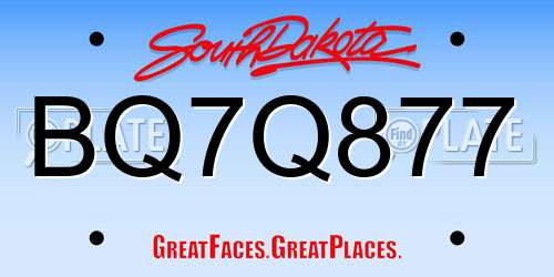 BQ7Q877 South Dakota License Plate