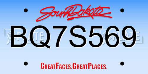 BQ7S569 South Dakota License Plate