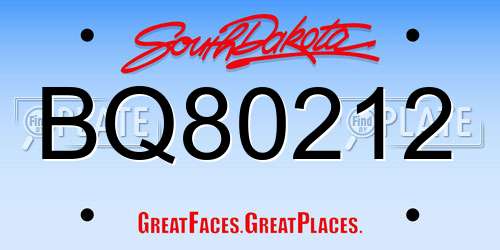 BQ80212 South Dakota License Plate
