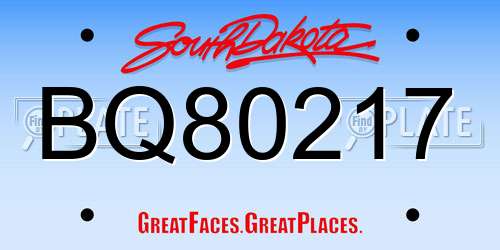 BQ80217 South Dakota License Plate