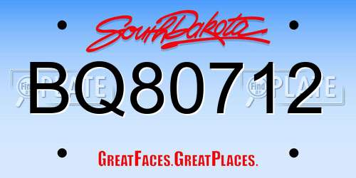 BQ80712 South Dakota License Plate