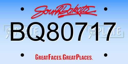 BQ80717 South Dakota License Plate