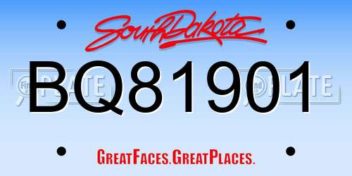 BQ81901 South Dakota License Plate