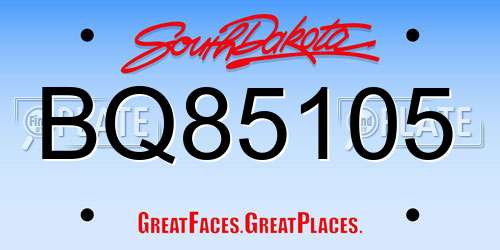 BQ85105 South Dakota License Plate