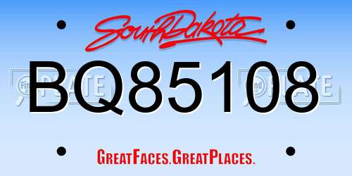BQ85108 South Dakota License Plate