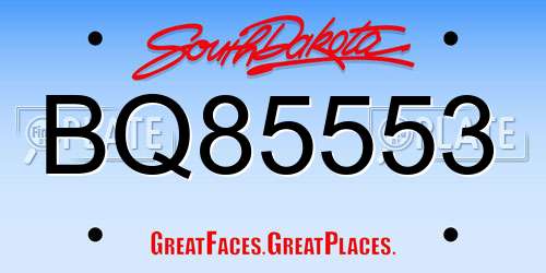 BQ85553 South Dakota License Plate