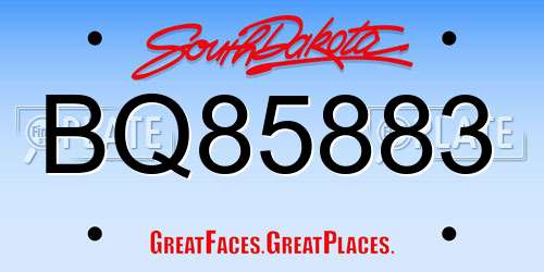 BQ85883 South Dakota License Plate