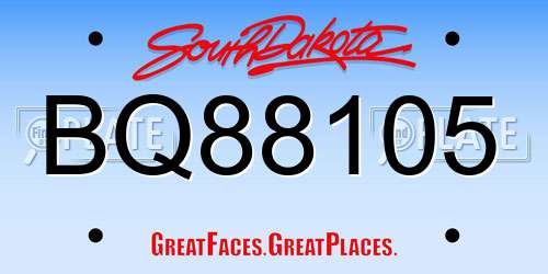 BQ88105 South Dakota License Plate
