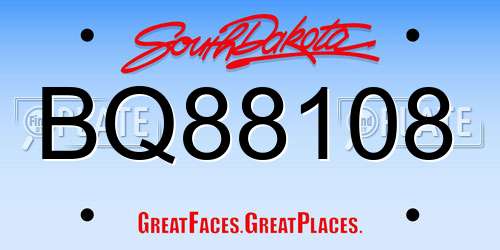 BQ88108 South Dakota License Plate