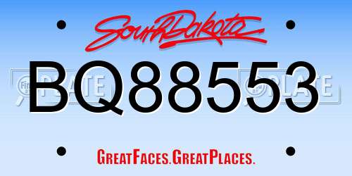 BQ88553 South Dakota License Plate