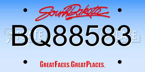 BQ88583 South Dakota License Plate