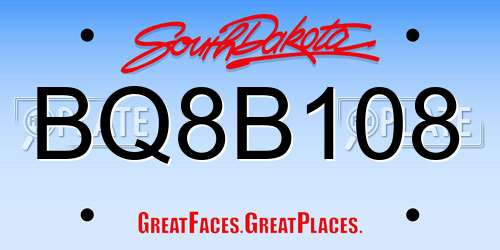 BQ8B108 South Dakota License Plate