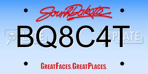 BQ8C4T South Dakota License Plate