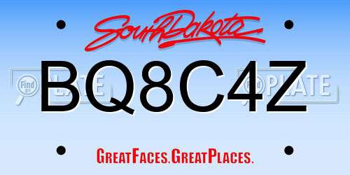 BQ8C4Z South Dakota License Plate