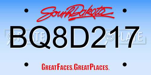 BQ8D217 South Dakota License Plate