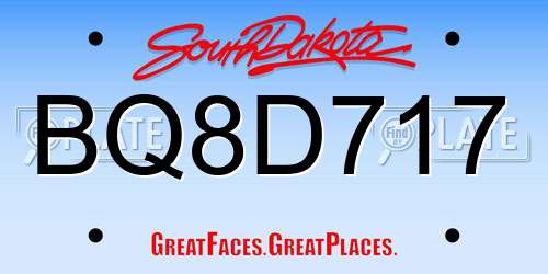 BQ8D717 South Dakota License Plate
