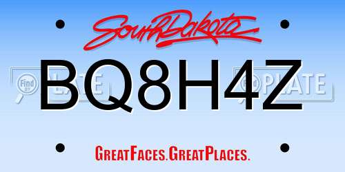 BQ8H4Z South Dakota License Plate