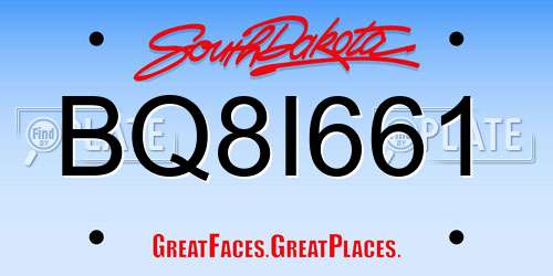 BQ8I661 South Dakota License Plate