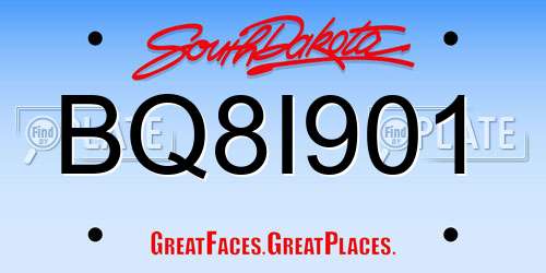 BQ8I901 South Dakota License Plate