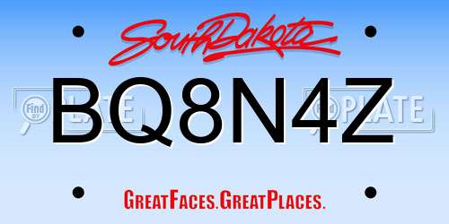 BQ8N4Z South Dakota License Plate