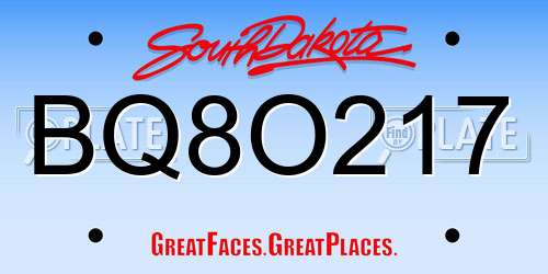 BQ8O217 South Dakota License Plate