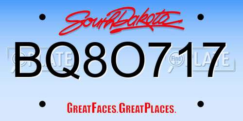 BQ8O717 South Dakota License Plate