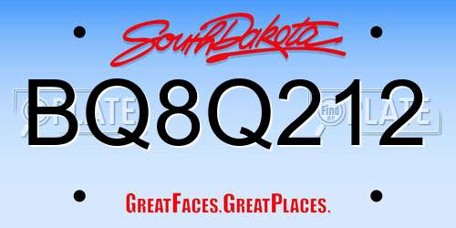 BQ8Q212 South Dakota License Plate