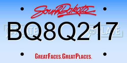 BQ8Q217 South Dakota License Plate