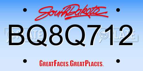 BQ8Q712 South Dakota License Plate