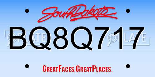 BQ8Q717 South Dakota License Plate