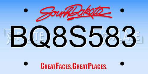 BQ8S583 South Dakota License Plate