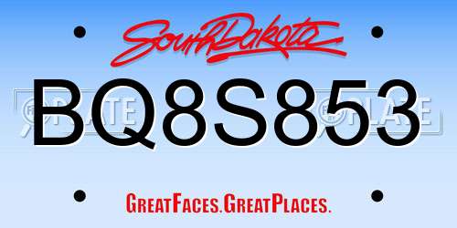 BQ8S853 South Dakota License Plate