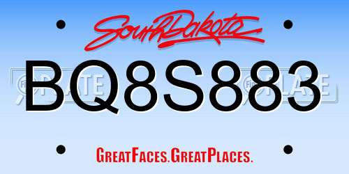 BQ8S883 South Dakota License Plate