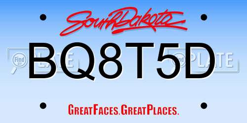 BQ8T5D South Dakota License Plate
