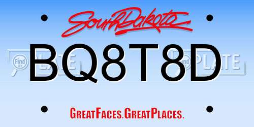 BQ8T8D South Dakota License Plate
