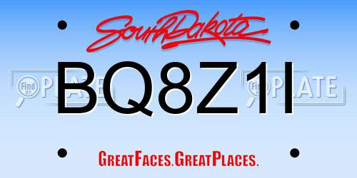 BQ8Z1I South Dakota License Plate
