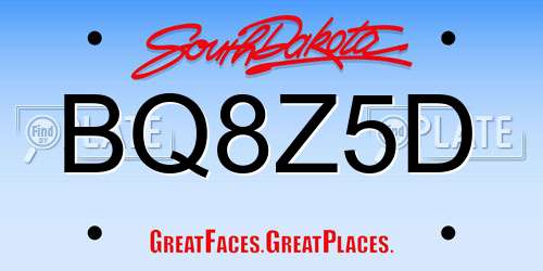 BQ8Z5D South Dakota License Plate