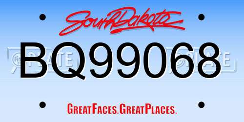 BQ99068 South Dakota License Plate