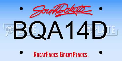 BQA14D South Dakota License Plate