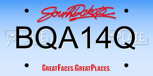 BQA14Q South Dakota License Plate