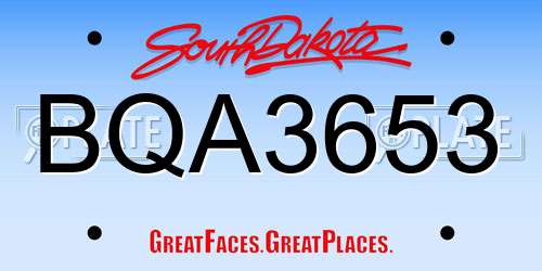 BQA3653 South Dakota License Plate