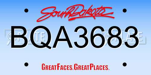 BQA3683 South Dakota License Plate