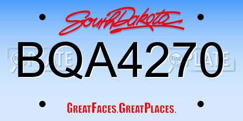 BQA4270 South Dakota License Plate