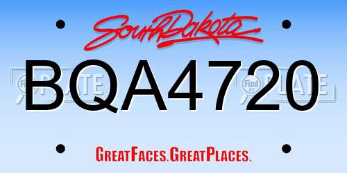 BQA4720 South Dakota License Plate