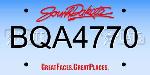BQA4770 South Dakota License Plate