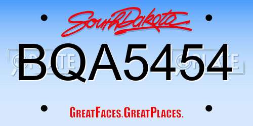 BQA5454 South Dakota License Plate