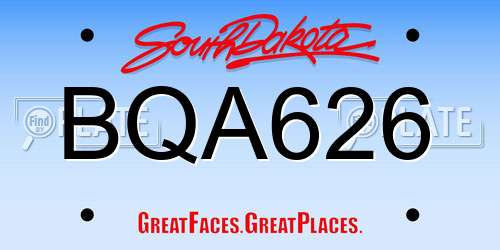 BQA626 South Dakota License Plate
