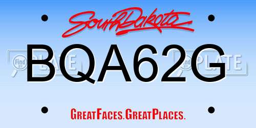BQA62G South Dakota License Plate